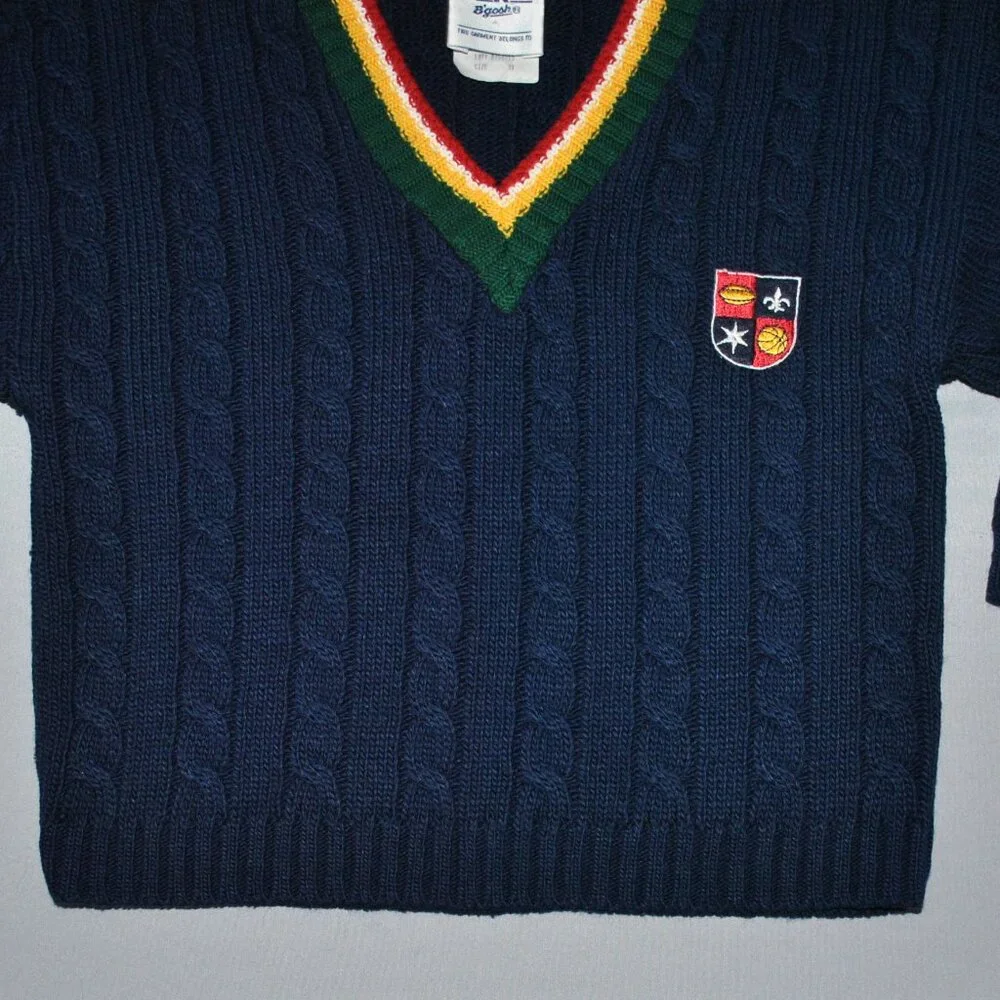 Vintage OshKosh B'Gosh Toddler Sweater Size 3T Cable Knit V-Neck Sweater Stripes